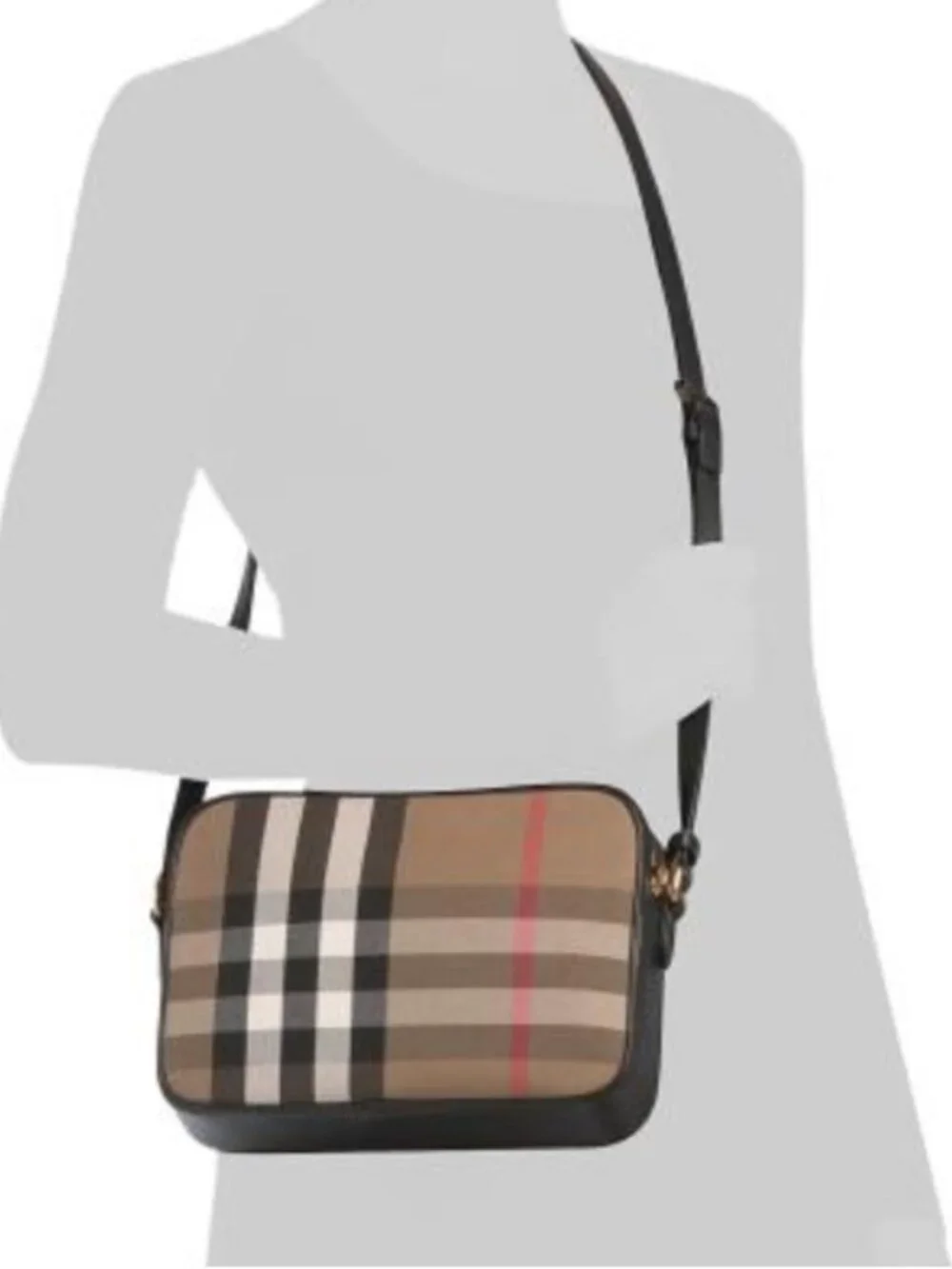 Burberry Classic Check Crossbody Bag in Tan and Black